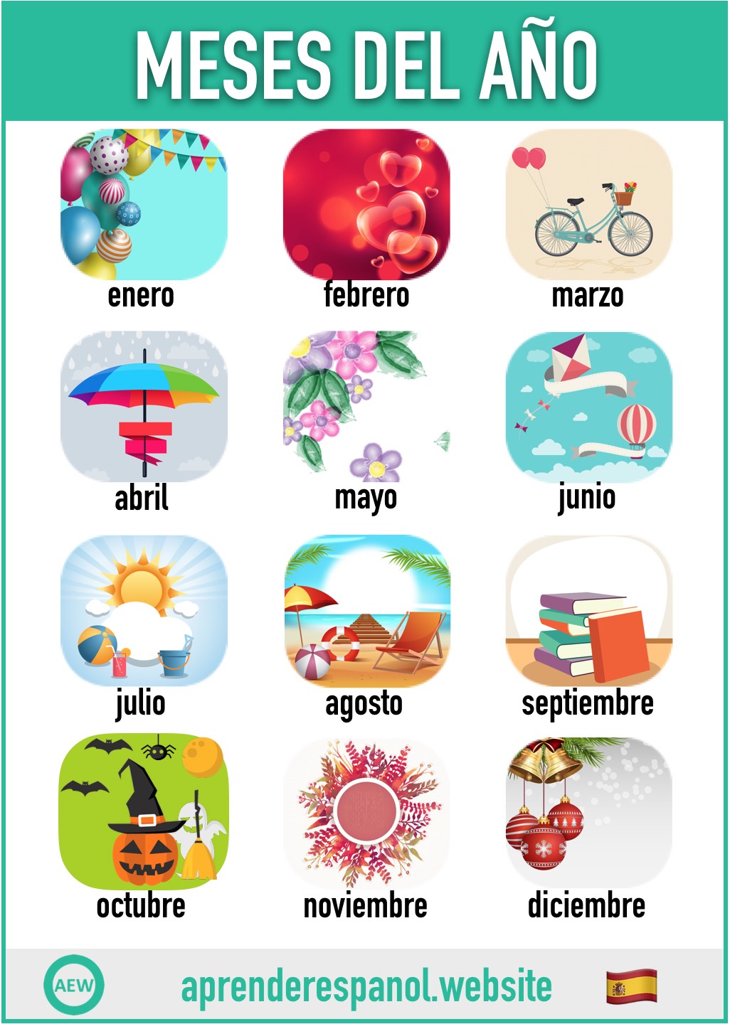 meses en español - vocabulario de los meses en español - aprender español website